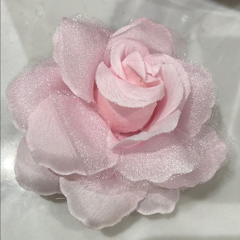 Pink rose hair tie